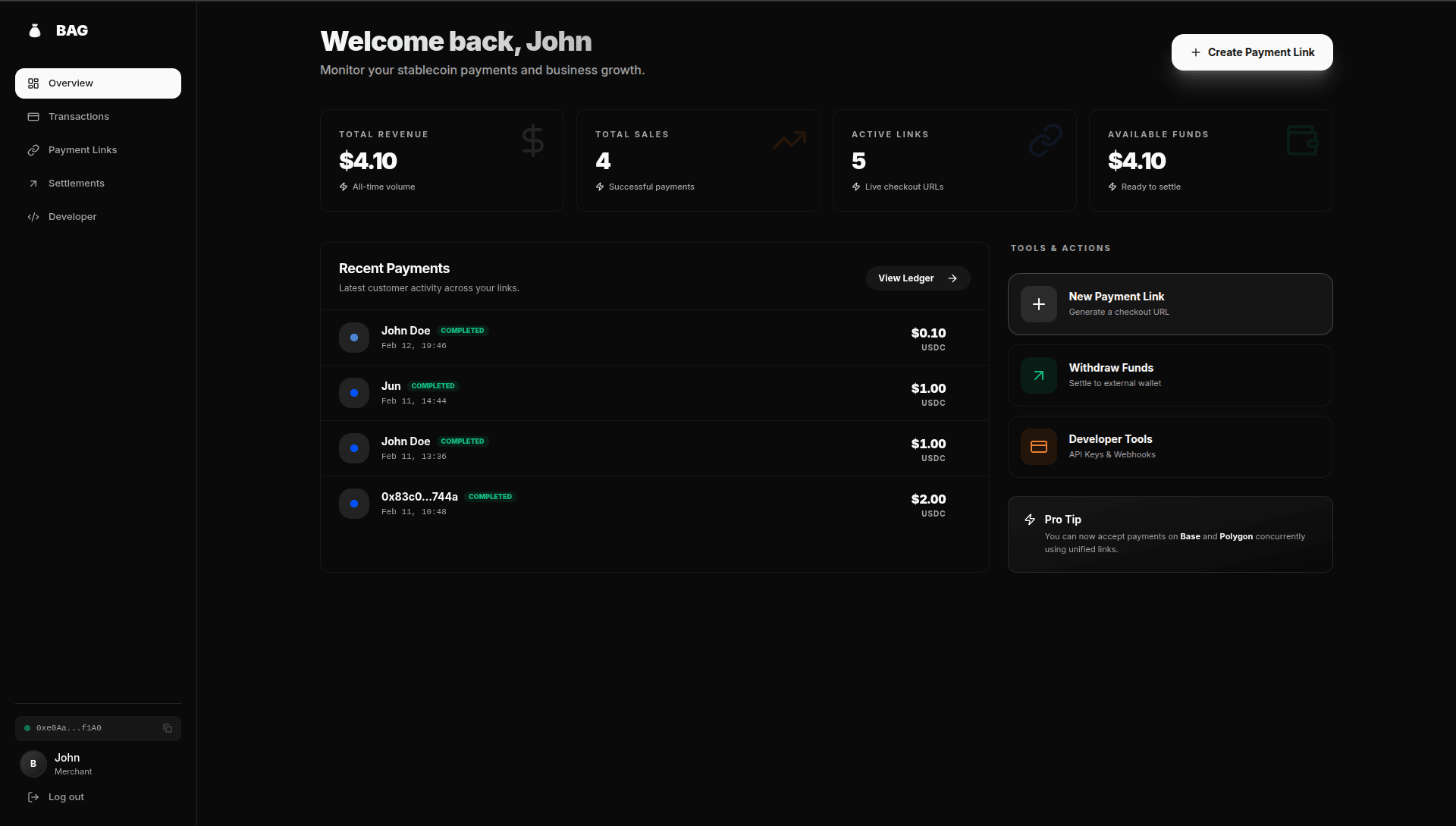 Merchant Dashboard Preview
